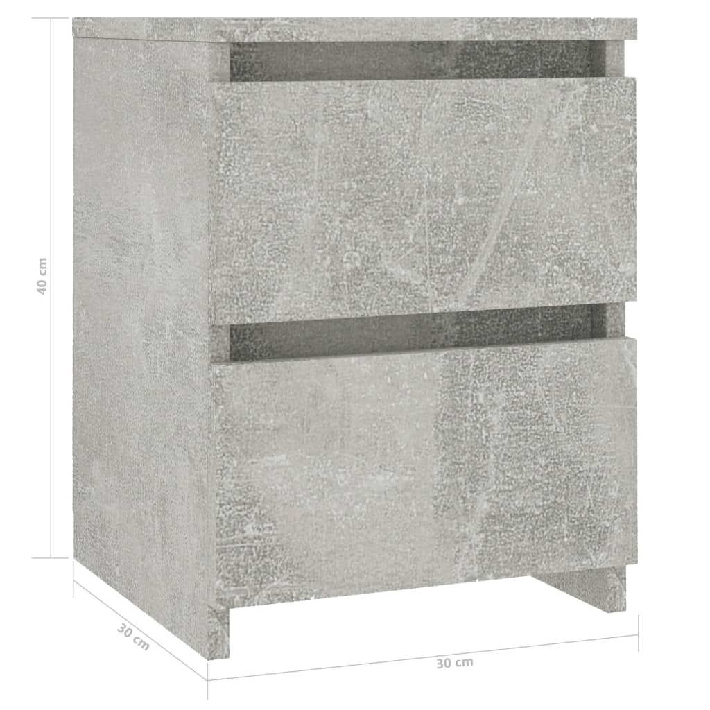Noćni ormarići 2 kom boja betona 30x30x40 cm konstruirano drvo