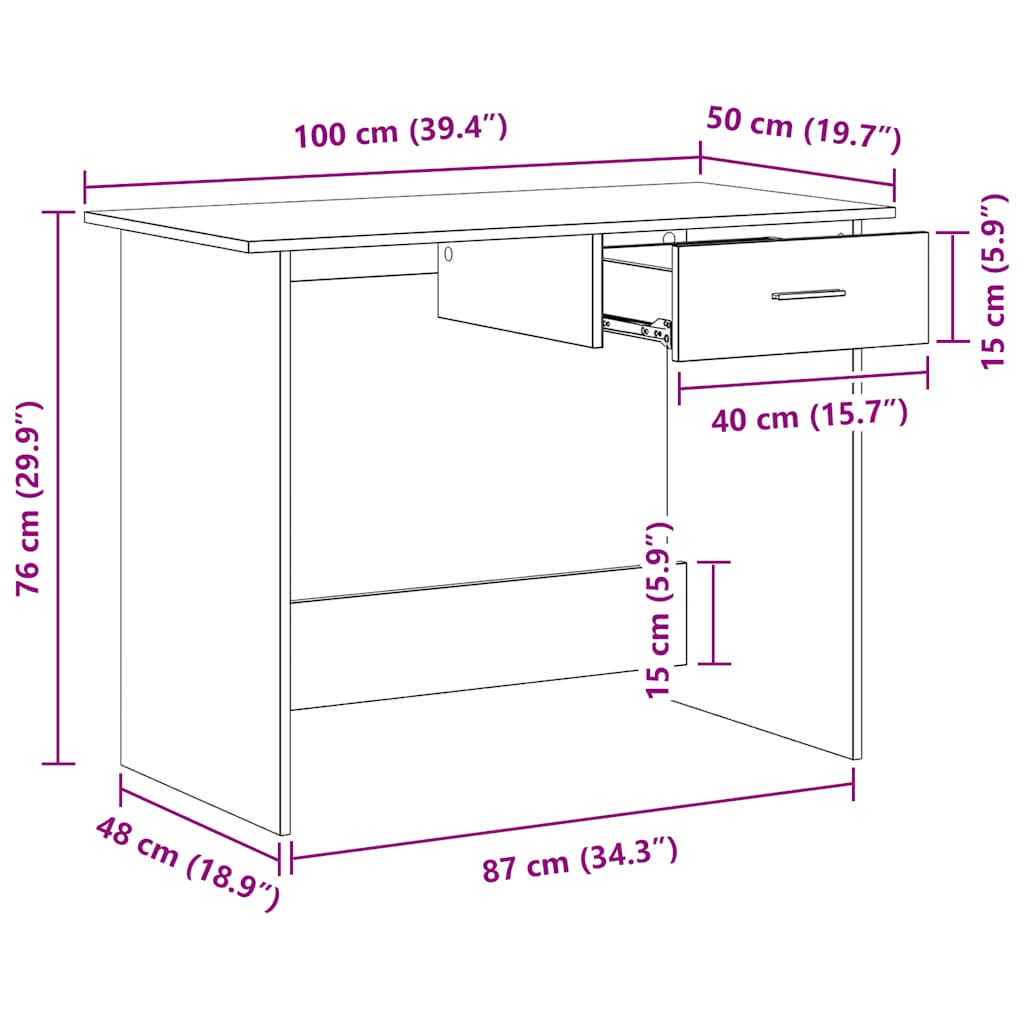 Radni stol siva boja betona 100 x 50 x 76 cm konstruirano drvo