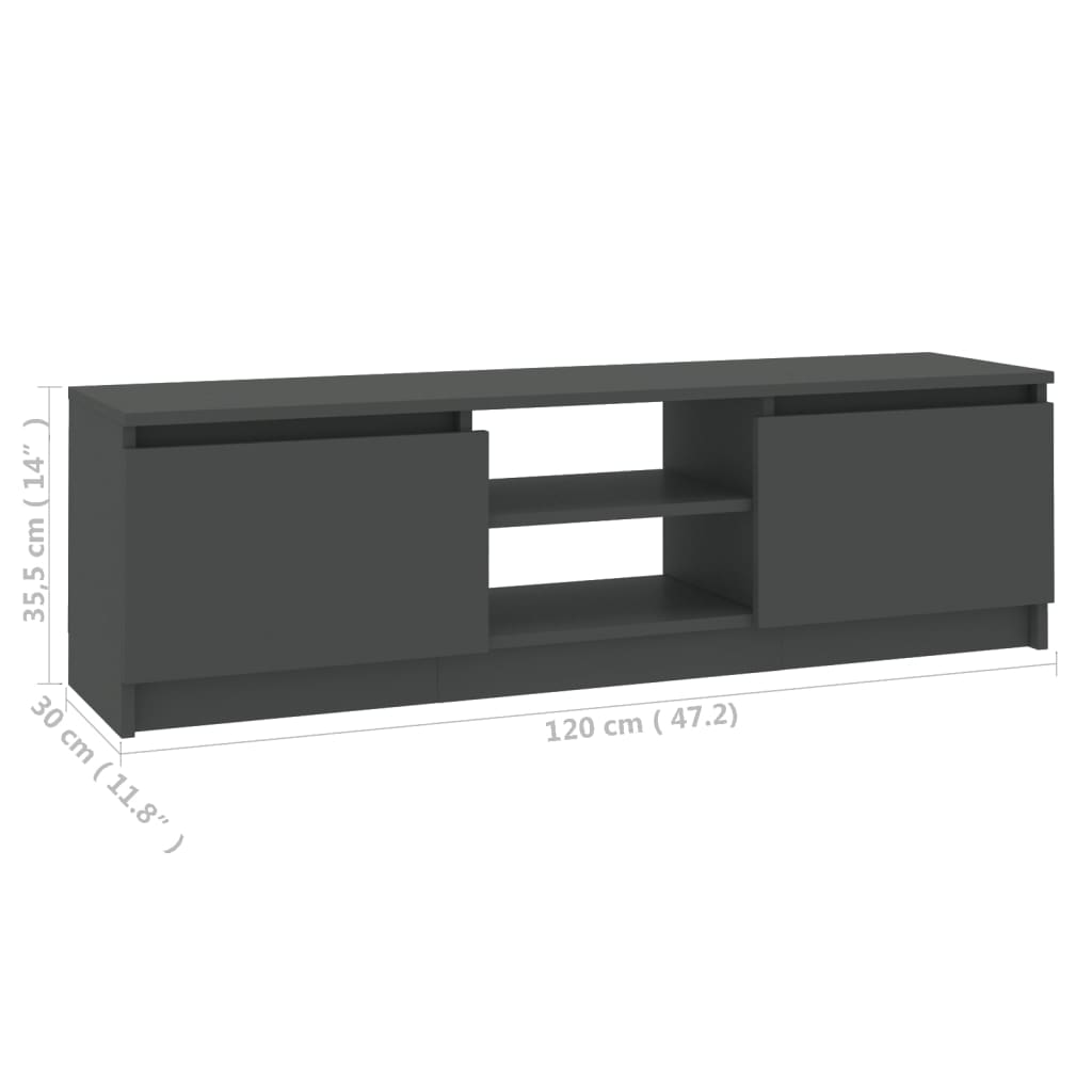 TV ormarić sivi 120 x 30 x 35,5 cm od konstruiranog drva