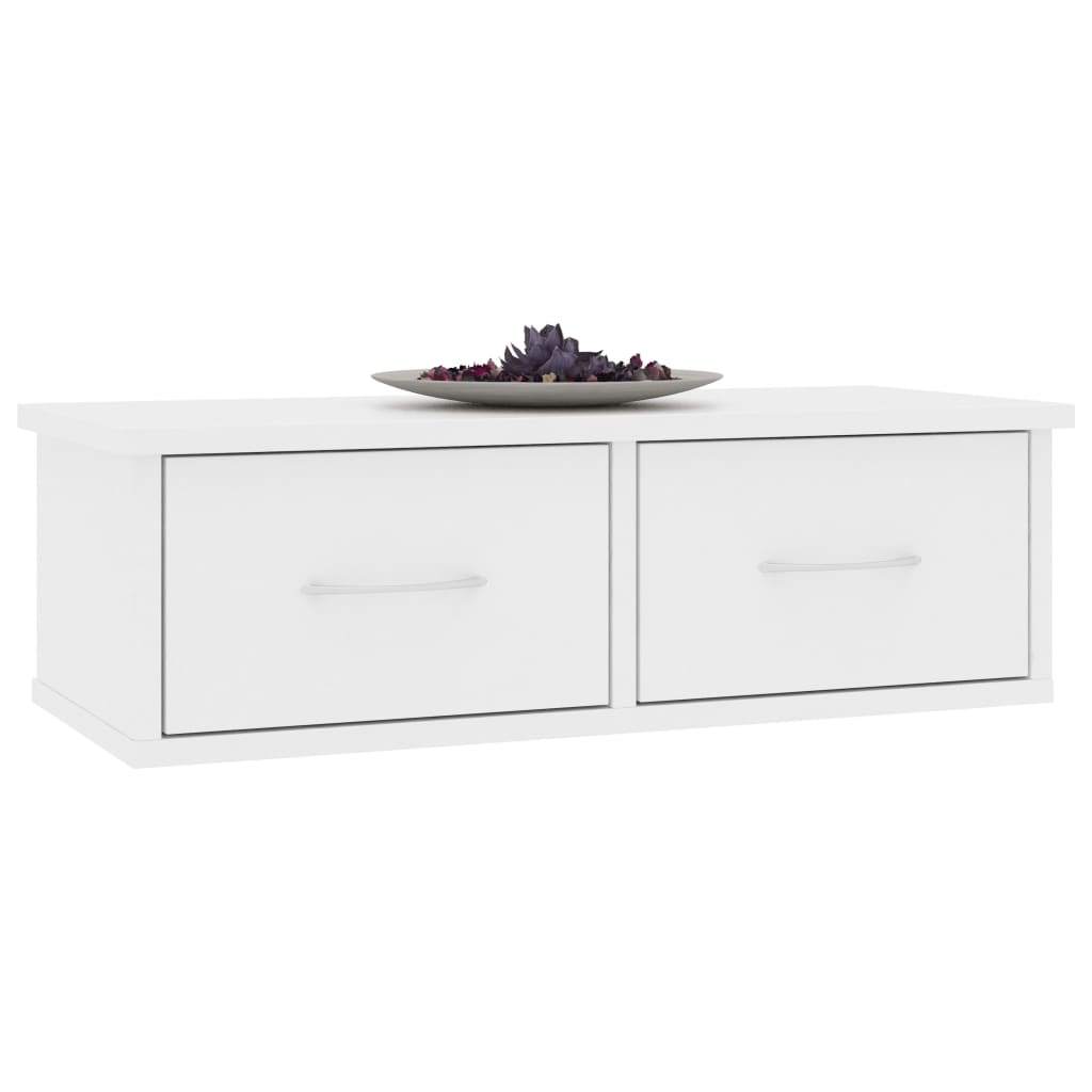 Zidna polica s ladicama bijela 60x26x18,5 cm konstruirano drvo