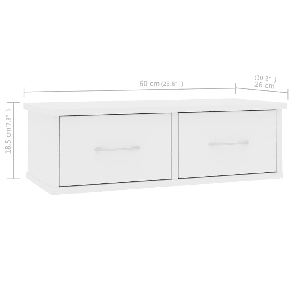 Zidna polica s ladicama bijela 60x26x18,5 cm konstruirano drvo