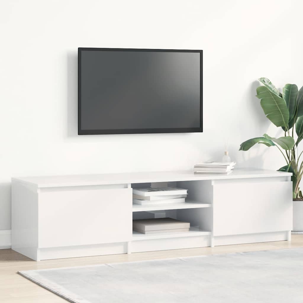TV ormarić visoki sjaj bijeli 140x40x35,5 cm konstruirano drvo