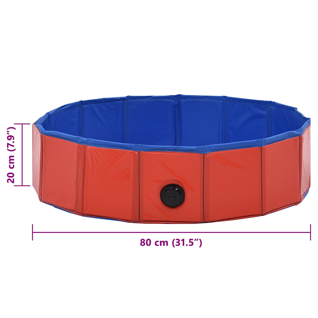 Sklopivi bazen za pse crveni 80 x 20 cm PVC