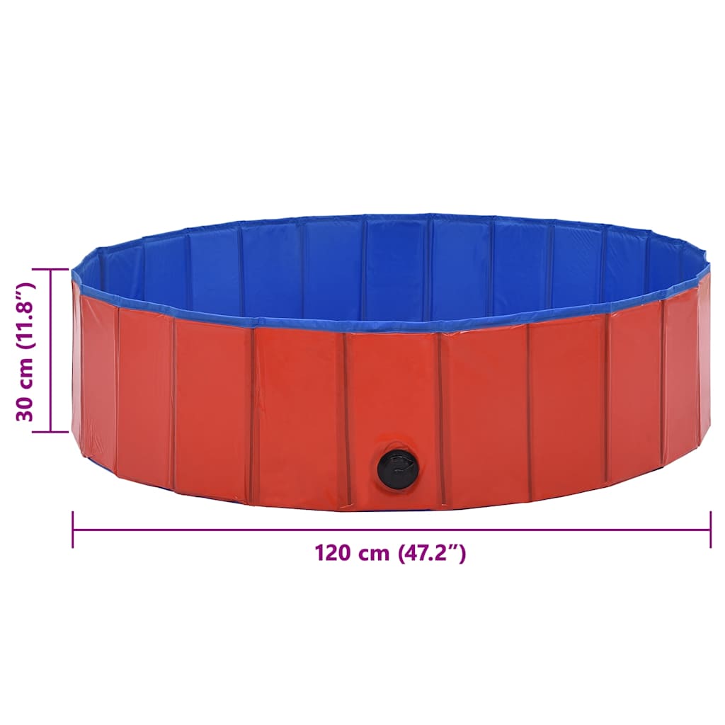 Sklopivi bazen za pse crveni 120 x 30 cm PVC