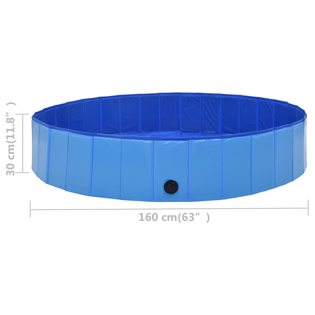 Sklopivi bazen za pse plavi 160 x 30 cm PVC