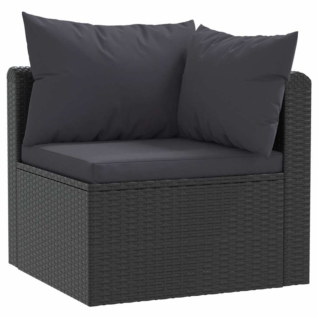 2-dijelna vrtna garnitura od poliratana s jastucima crna