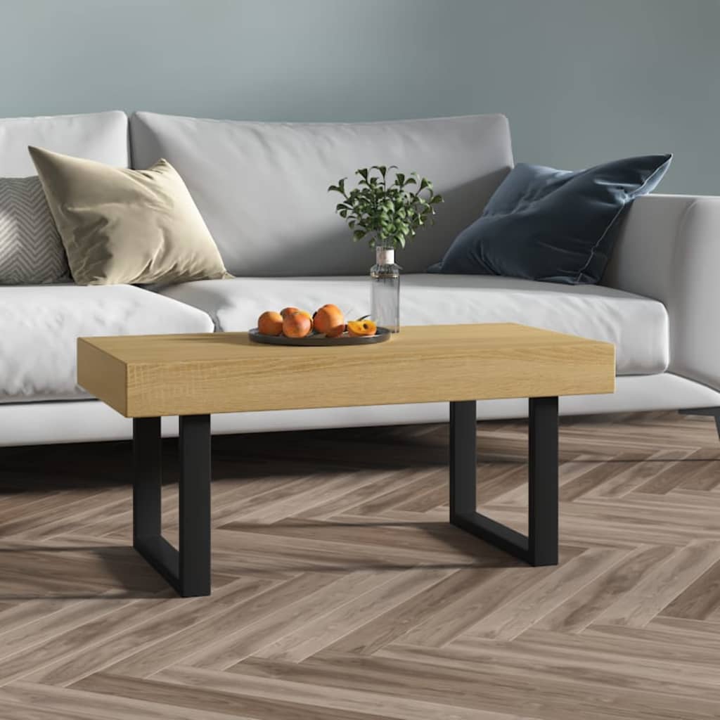 Stolić za kavu svjetlosmeđi i crni 90x45x40 cm MDF i željezo