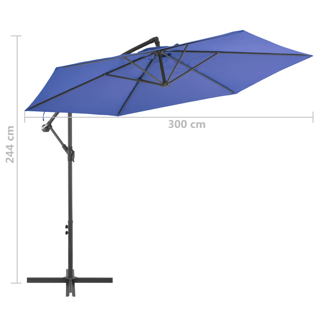 Konzolni vrtni suncobran s aluminijskim stupom 300 cm plavi