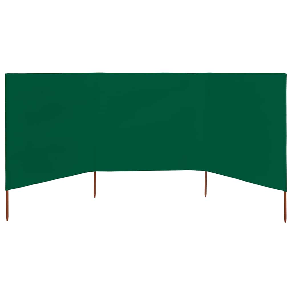 Vjetrobran s 3 panela od tkanine 400 x 80 cm zeleni