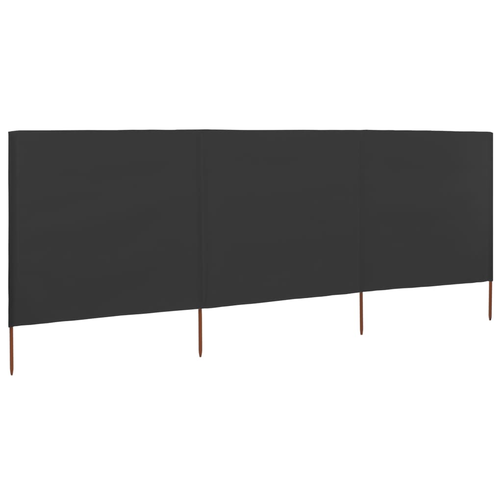 Vjetrobran s 3 panela od tkanine 400 x 80 cm antracit