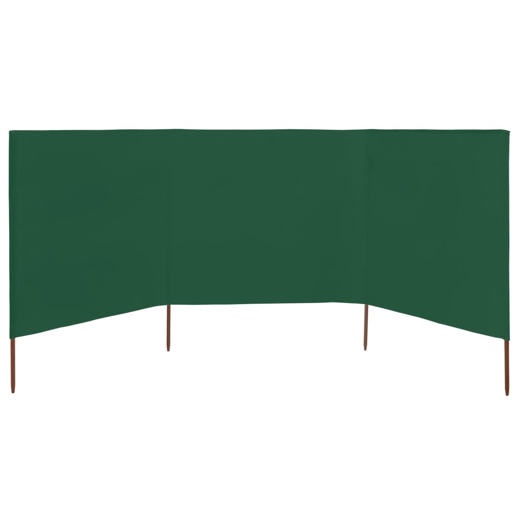 Vjetrobran s 3 panela od tkanine 400 x 160 cm zeleni