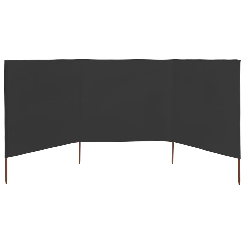 Vjetrobran s 3 panela od tkanine 400 x 160 cm antracit