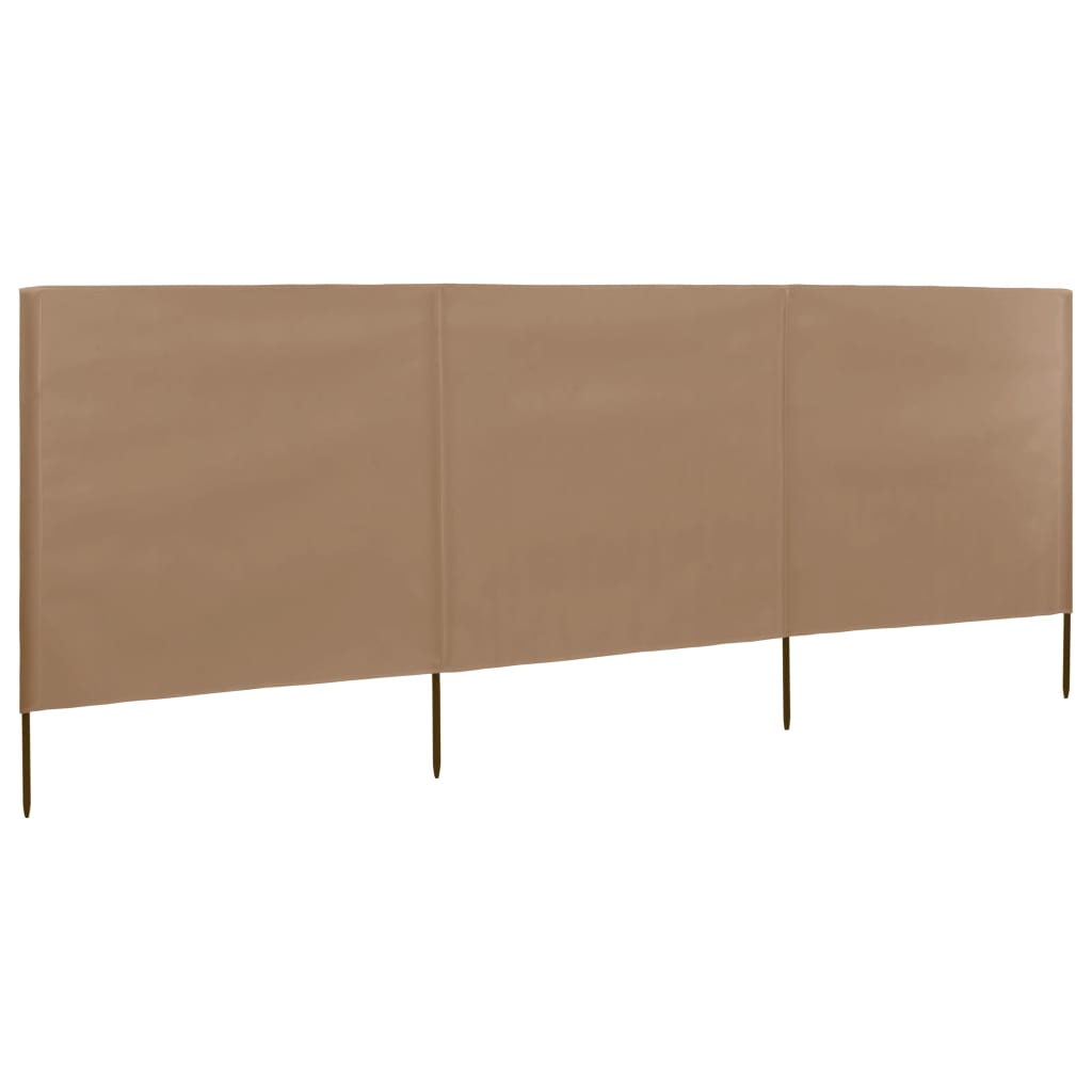 Vjetrobran s 3 panela od tkanine 400 x 160 cm smeđe-sivi
