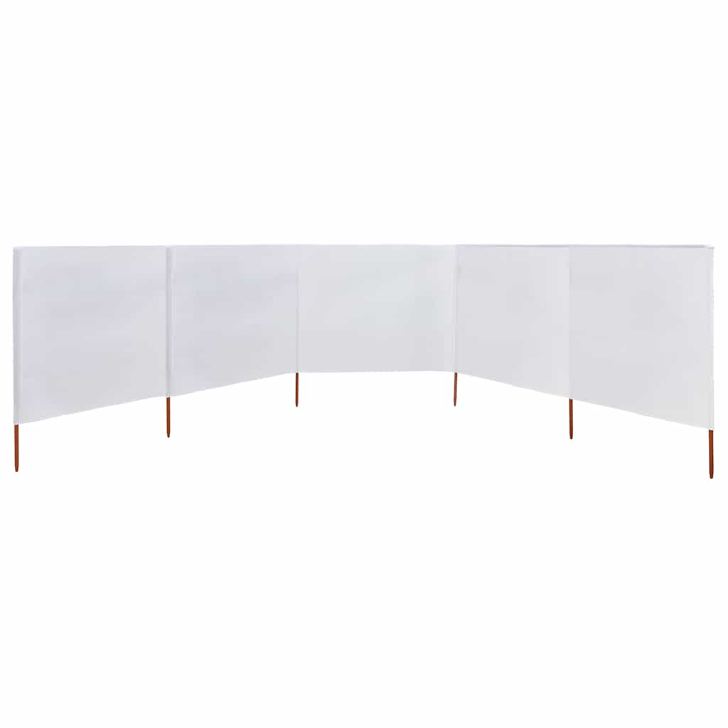 Vjetrobran s 5 panela od tkanine 600 x 80 cm pješčano bijeli