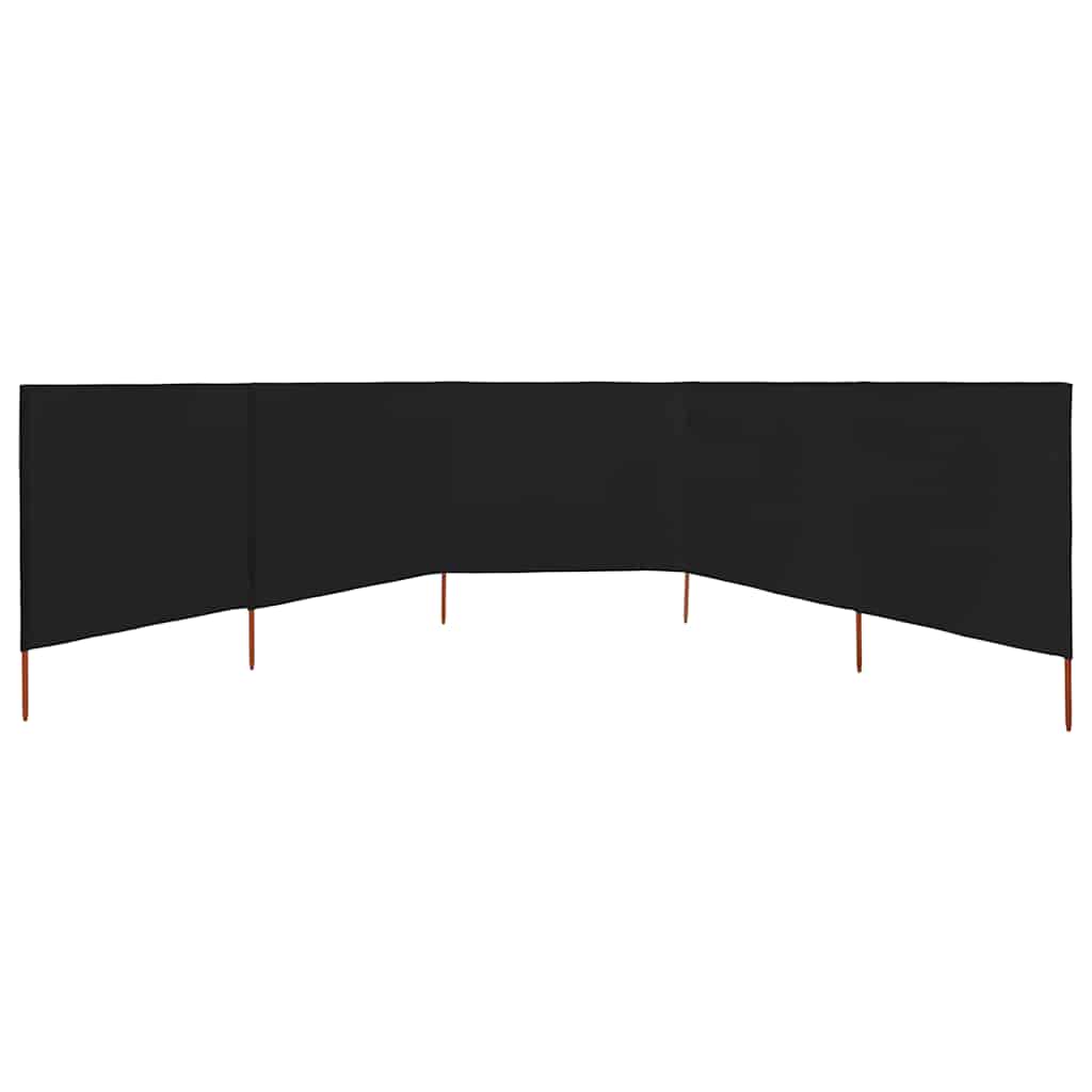 Vjetrobran s 5 panela od tkanine 600 x 80 cm crni