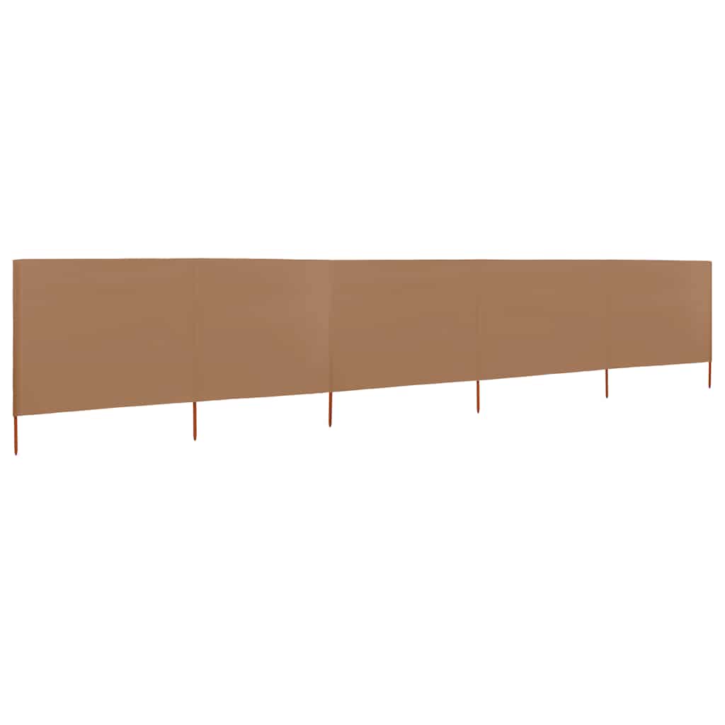 Vjetrobran s 5 panela od tkanine 600 x 120 cm smeđe-sivi