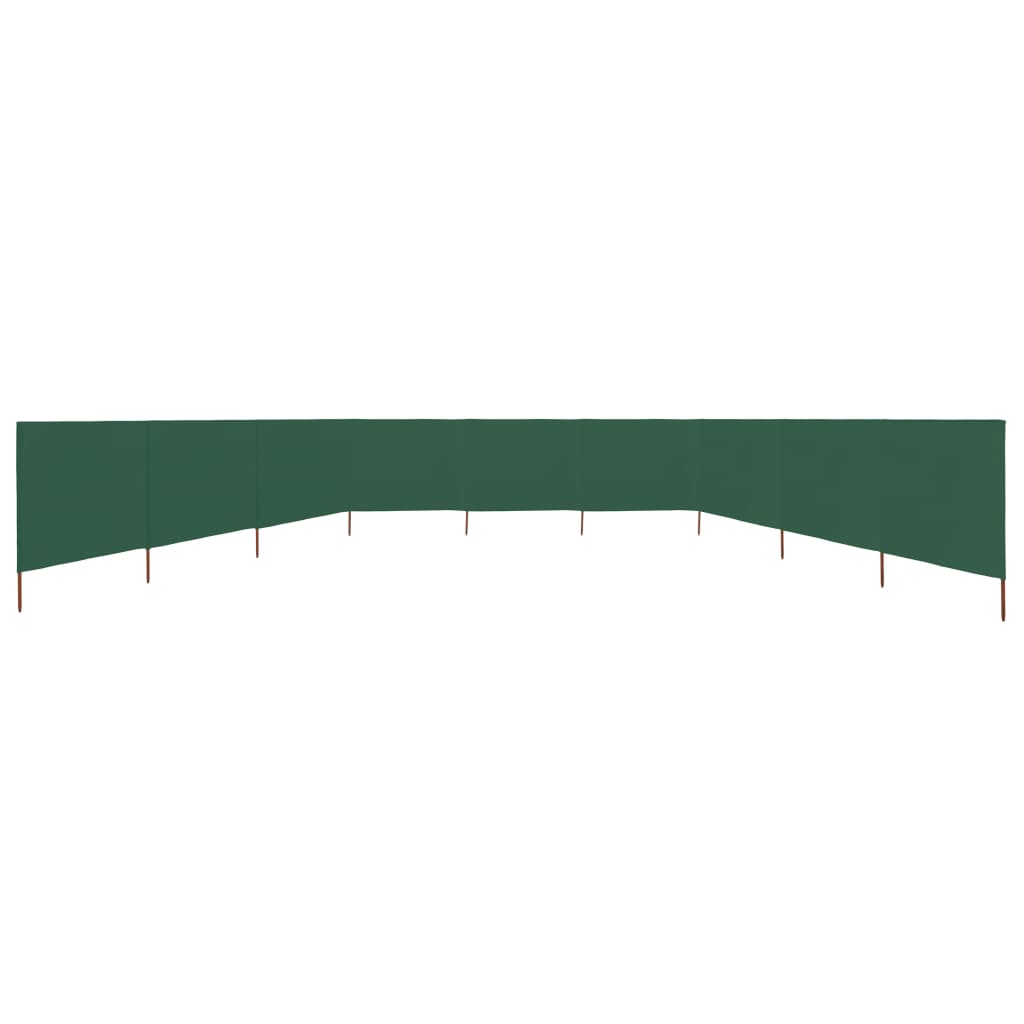 Vjetrobran s 9 panela od tkanine 1200 x 80 cm zeleni