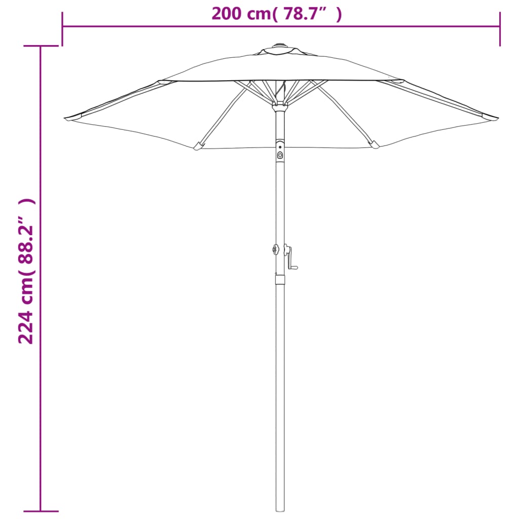Suncobran antracit 200 x 224 cm aluminijski