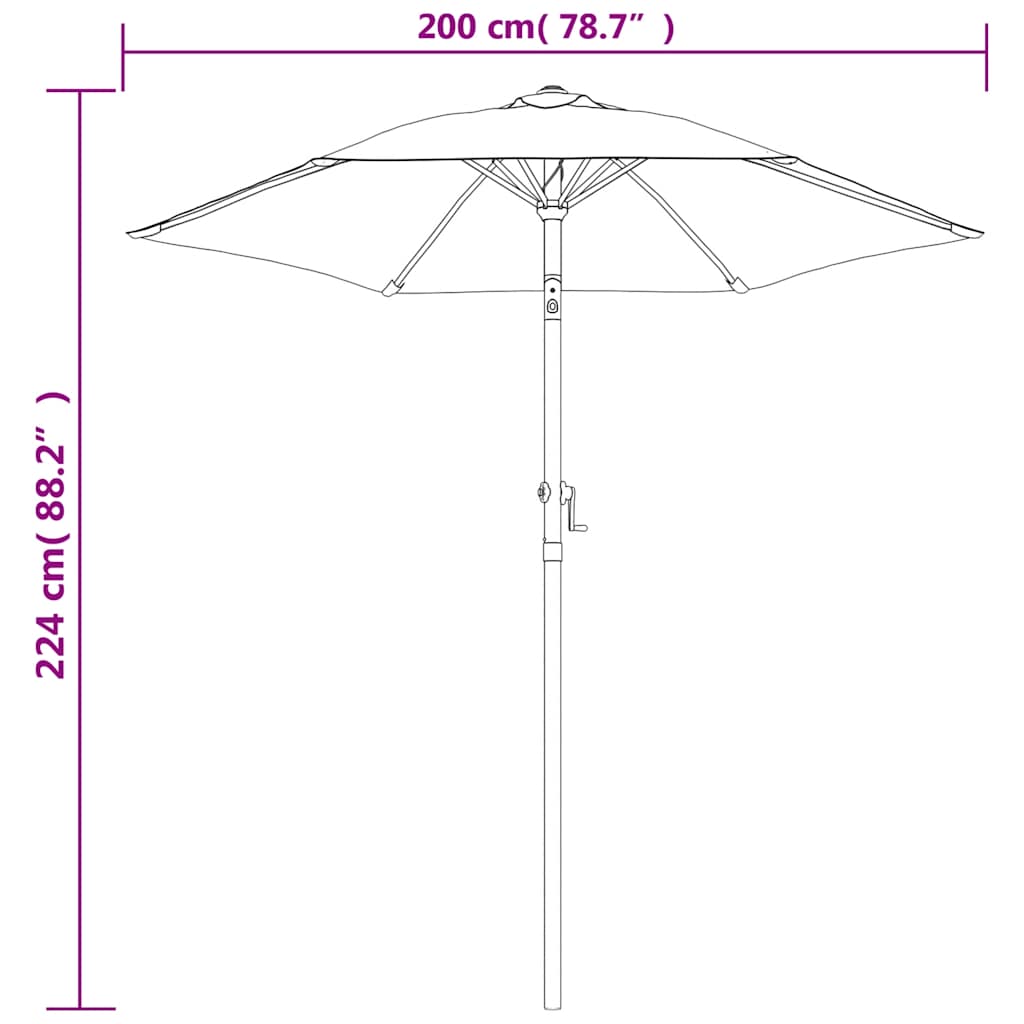 Suncobran crni 200 x 224 cm aluminijski