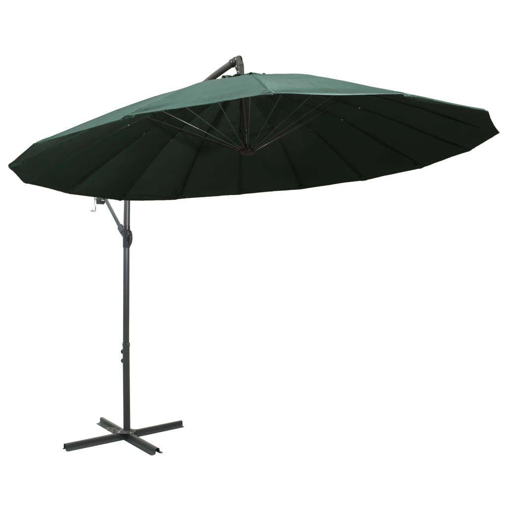 Viseći suncobran zeleni 3 m s aluminijskim stupom