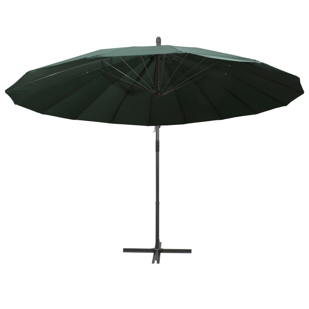 Viseći suncobran zeleni 3 m s aluminijskim stupom