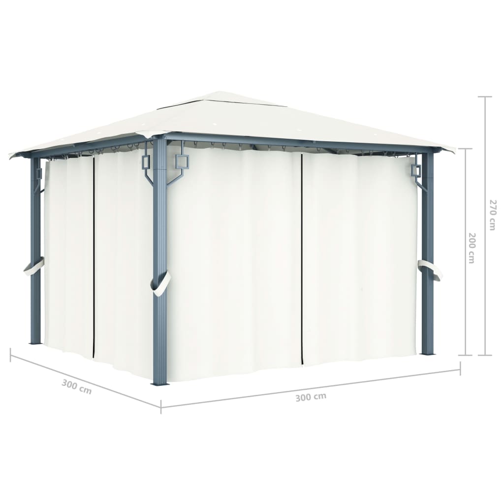 Sjenica sa zastorom 300 x 300 cm krem aluminijum