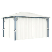 Sjenica sa zastorom 400 x 300 cm krem aluminijum