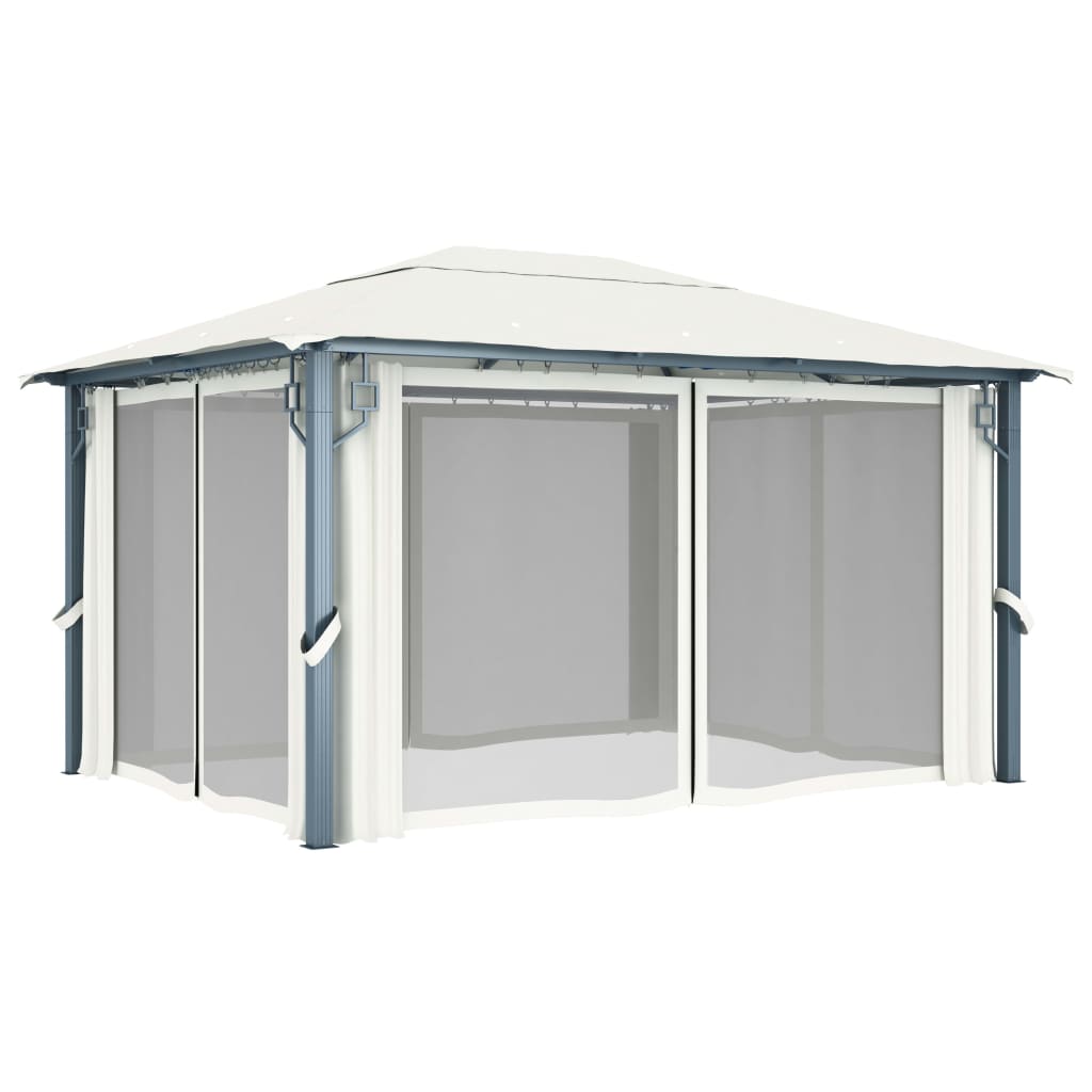 Sjenica sa zastorom 400 x 300 cm krem aluminijum