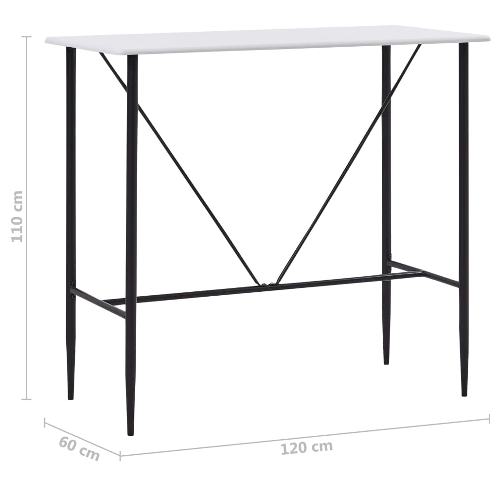 Barski stol bijeli 120 x 60 x 110 cm MDF