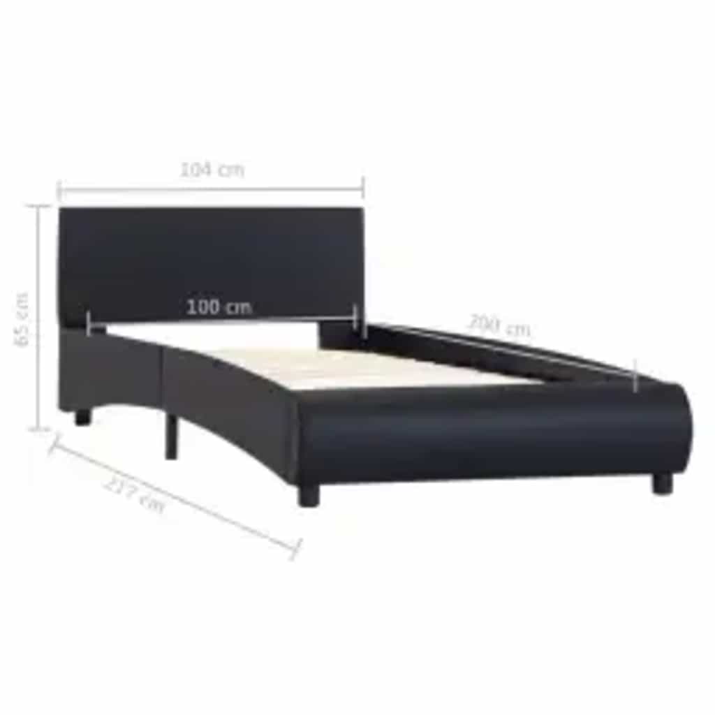 Okvir za krevet od umjetne kože s LED svjetlom crni 100x200 cm