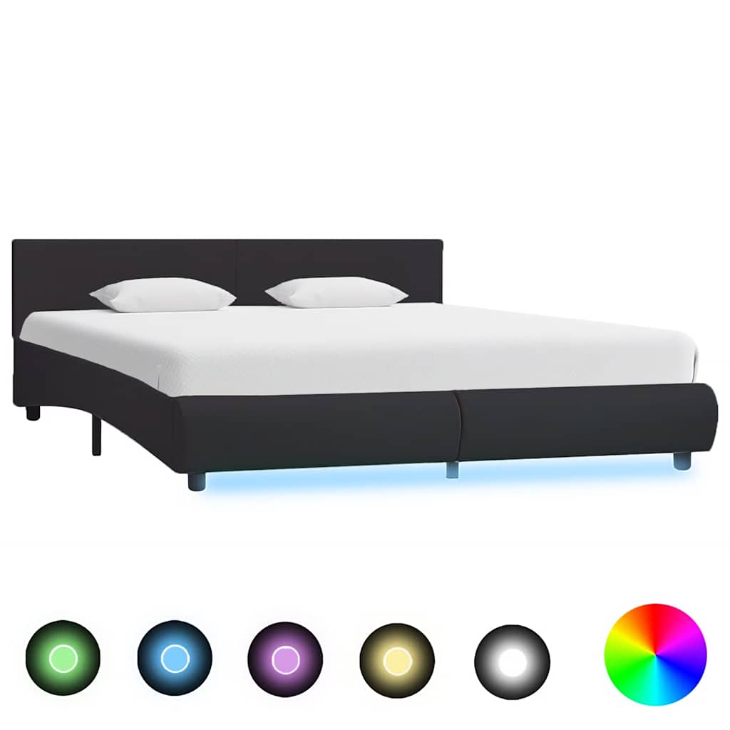 Okvir za krevet od umjetne kože s LED svjetlom crni 160x200 cm