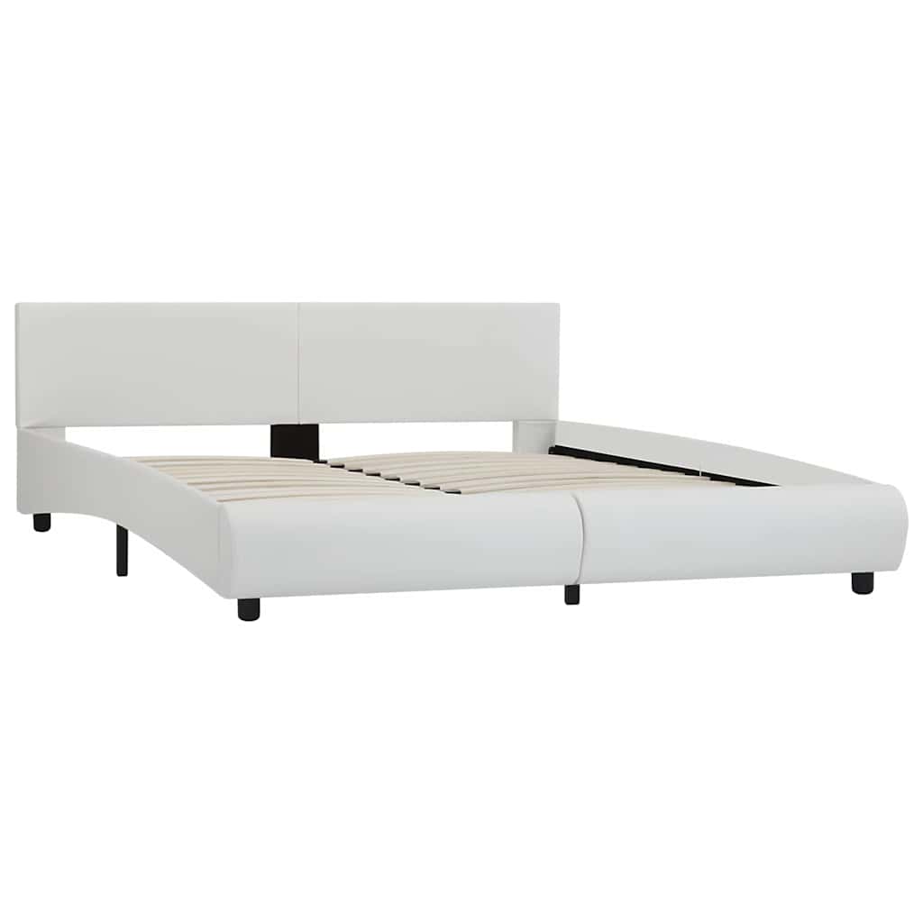 Okvir za krevet od umjetne kože LED bijeli 160 x 200 cm