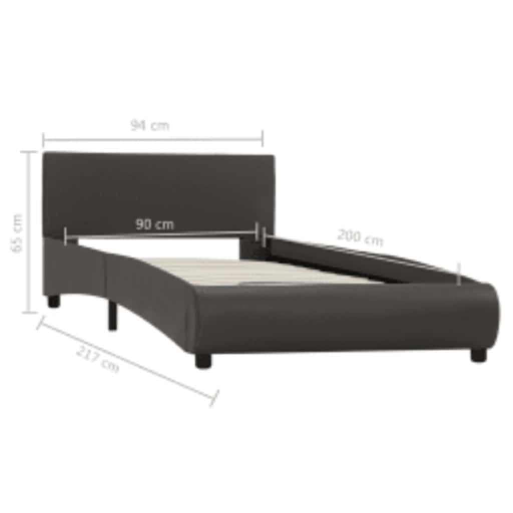 Okvir za krevet od umjetne kože s LED svjetlom sivi 90 x 200 cm