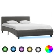 Okvir za krevet od umjetne kože s LED svjetlom sivi 140x200 cm