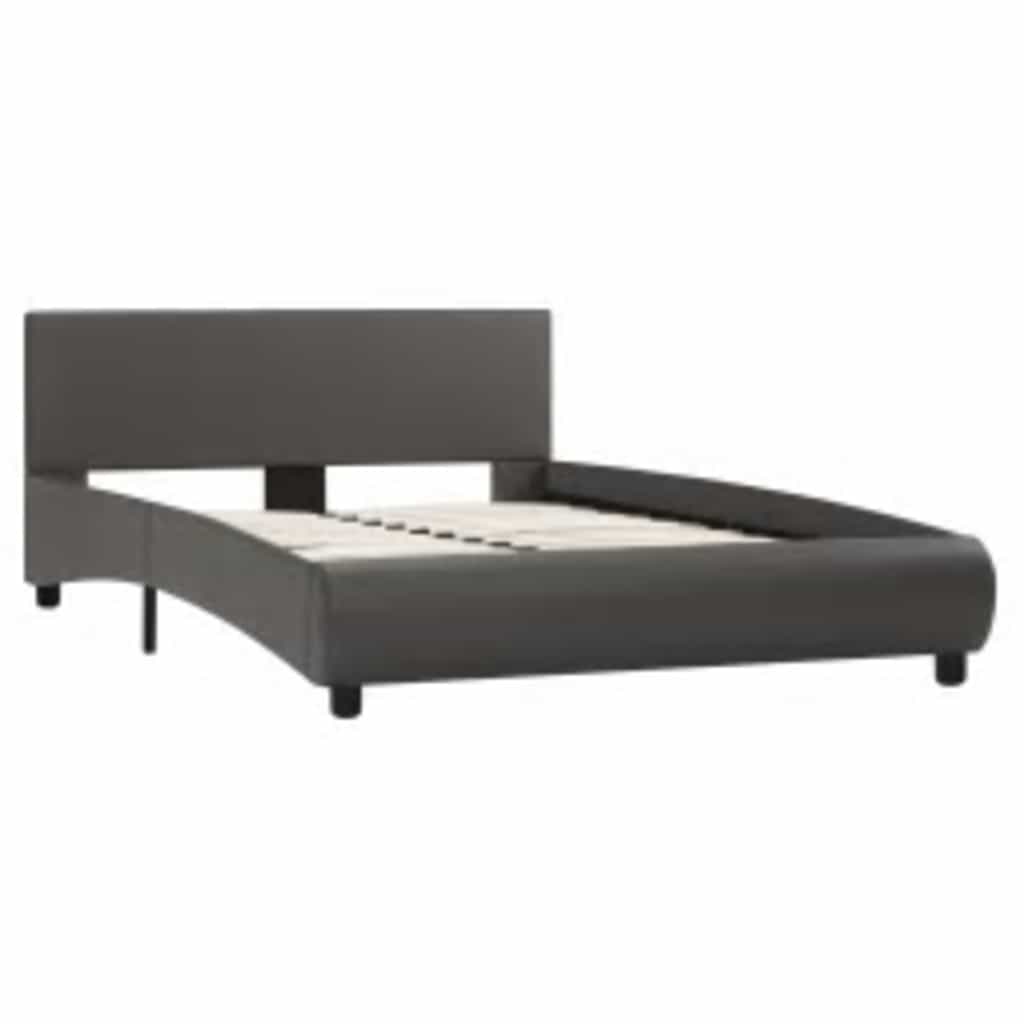 Okvir za krevet od umjetne kože s LED svjetlom sivi 140x200 cm
