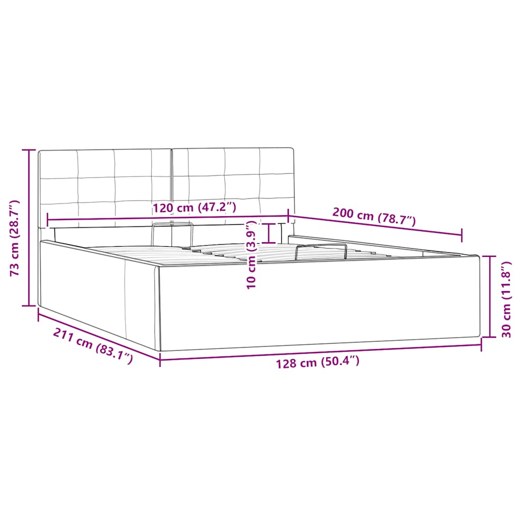 Hidraulični okvir za krevet od umjetne kože crni 120 x 200 cm