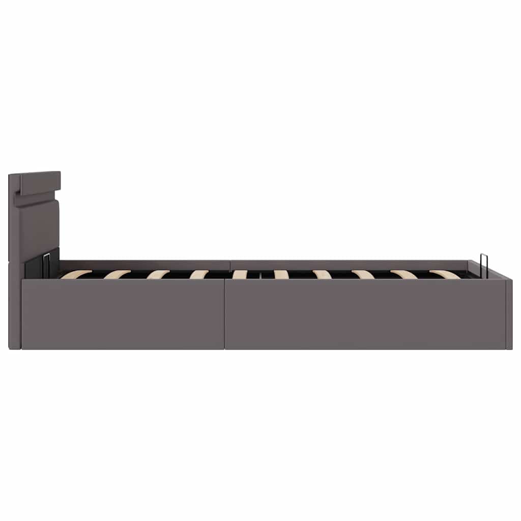 Hidraulični okvir za krevet od umjetne kože LED sivi 90x200 cm