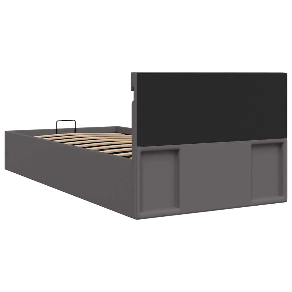 Hidraulični okvir za krevet od umjetne kože LED sivi 100x200 cm