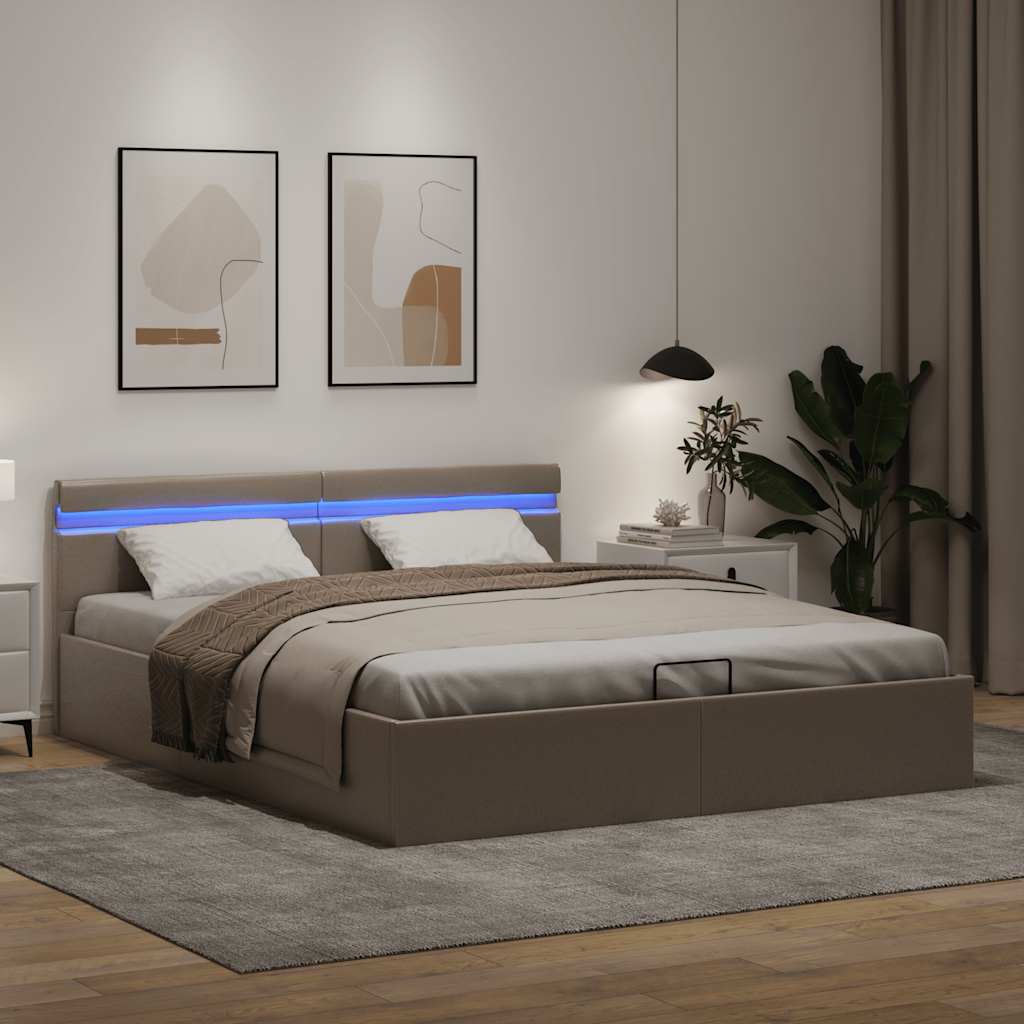 Hidraulični okvir za krevet LED boja cappuccina 160 x 200 cm