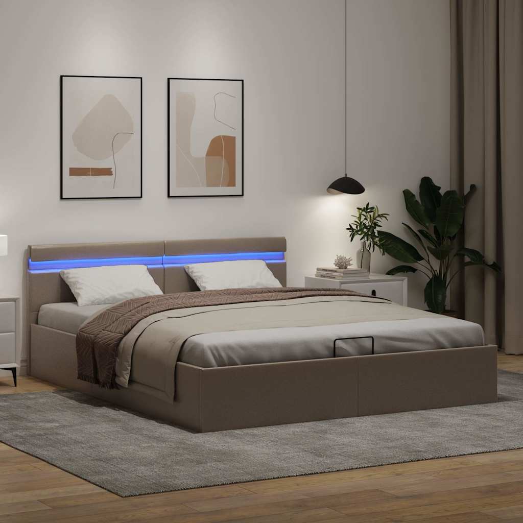 Hidraulični okvir za krevet LED boja cappuccina 180 x 200 cm