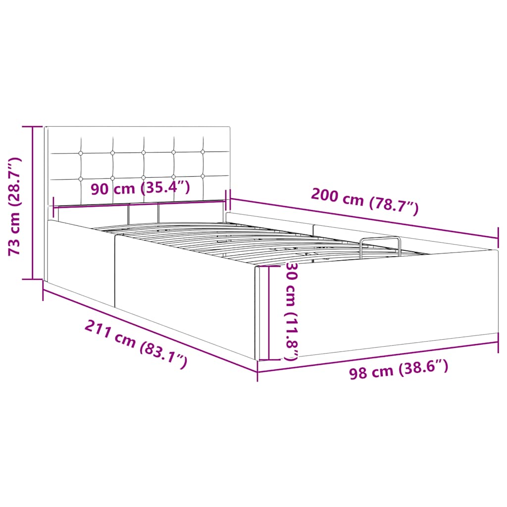 Hidraulični okvir za krevet od tkanine svjetlosivi 90 x 200 cm