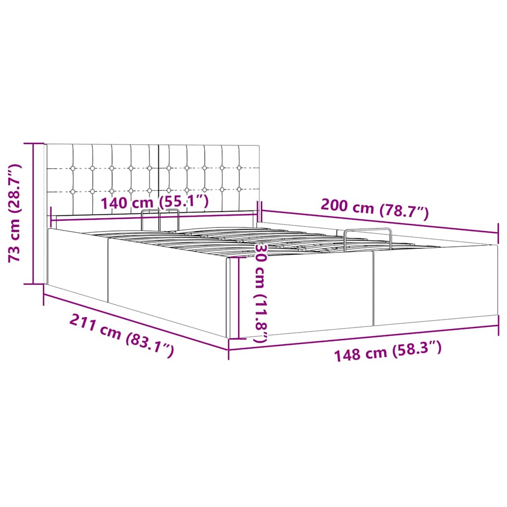 Hidraulični okvir za krevet od tkanine svjetlosivi 140 x 200 cm