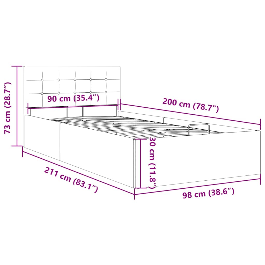 Hidraulični okvir za krevet od tkanine smeđe-sivi 90 x 200 cm