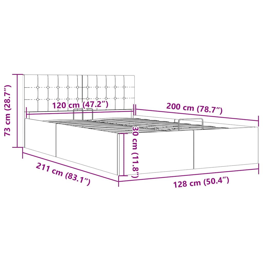 Hidraulični okvir za krevet od tkanine smeđe-sivi 120 x 200 cm