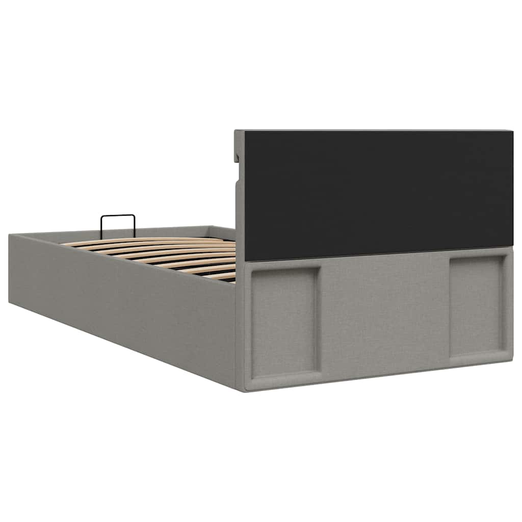 Hidraulični okvir za krevet od tkanine LED svjetlosivi90x200 cm