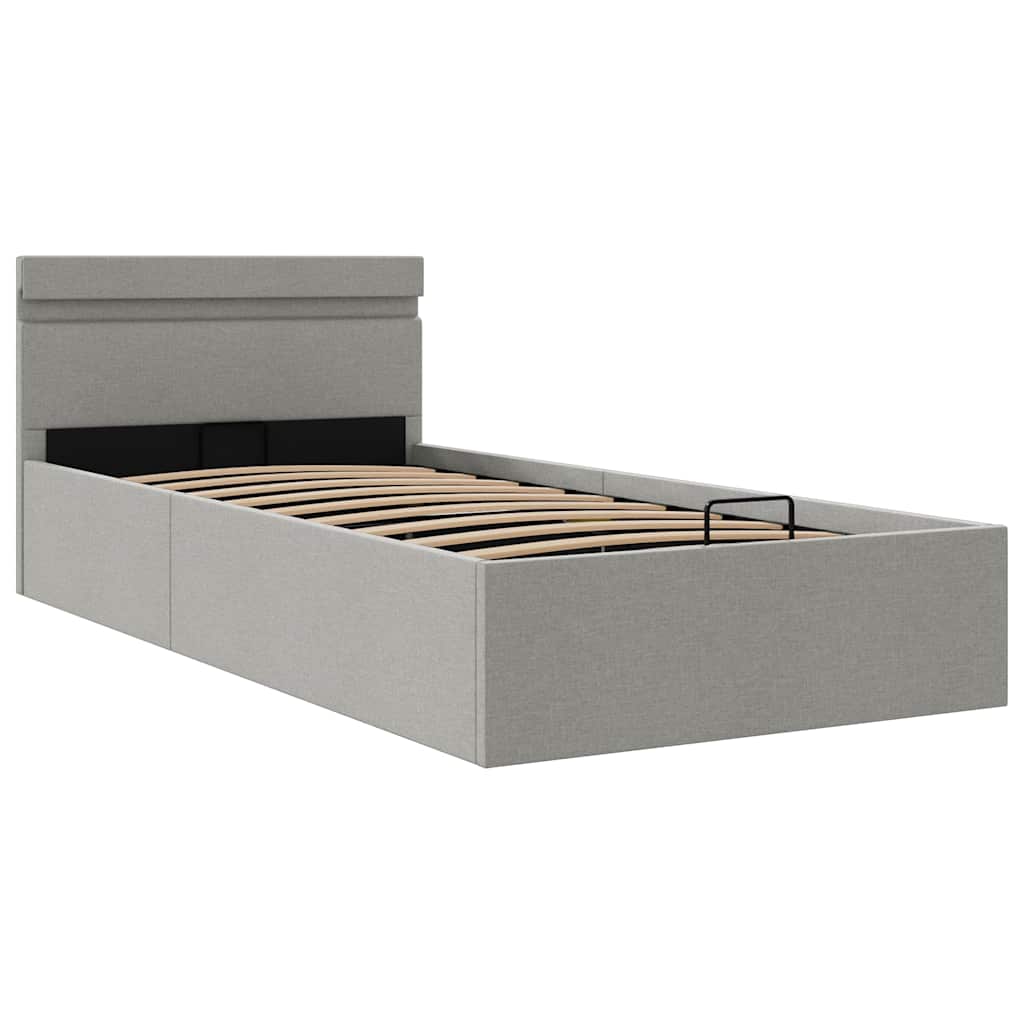 Hidraulični okvir za krevet tkanina LED svjetlosivi 100x200 cm