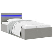 Hidraulični okvir za krevet tkanina LED svjetlosivi 100x200 cm