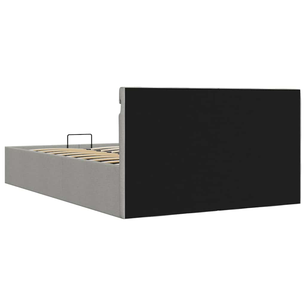Hidraulični okvir za krevet LED svjetlosivi tkanina 140x200 cm