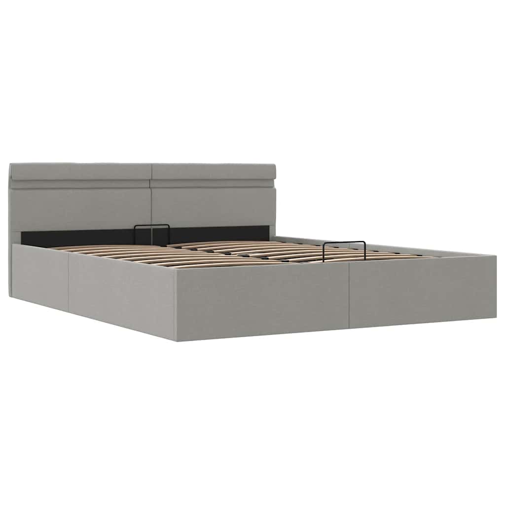 Hidraulični okvir za krevet LED svjetlosivi tkanina 160x200 cm