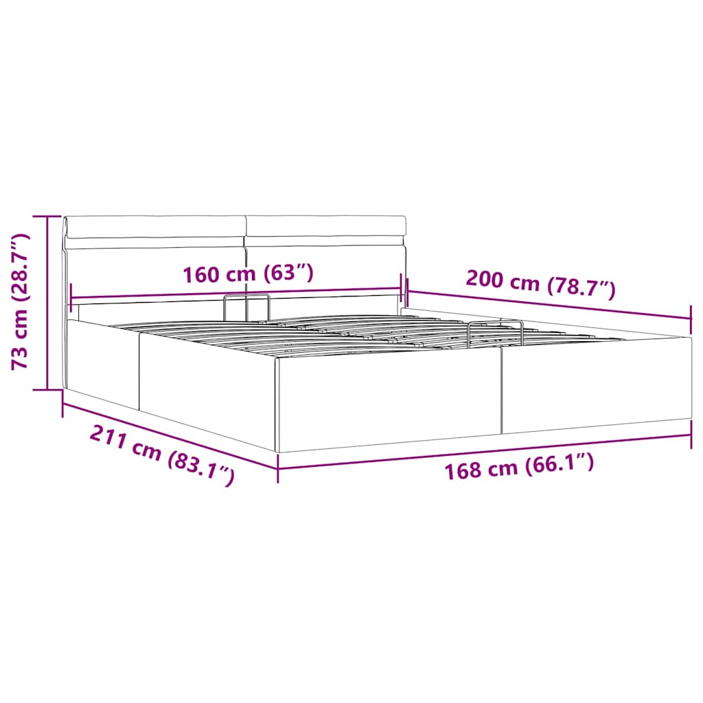 Hidraulični okvir za krevet LED svjetlosivi tkanina 160x200 cm